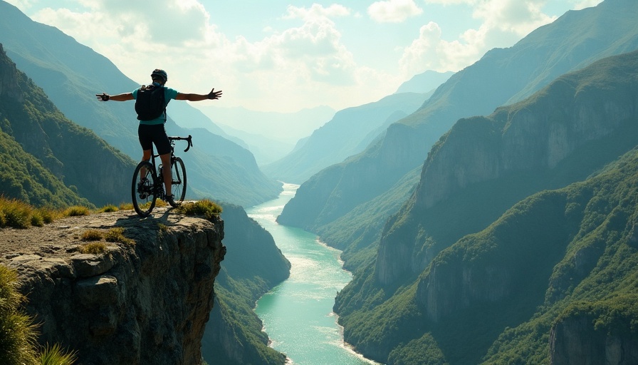 Ciclista en montaña con paisaje exuberante
